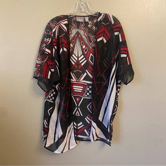 Chico’s Traveler’s Collection Kimono Size Small/Medium red black - Picture 1 of 7